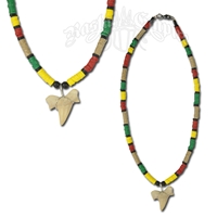 Shark Tooth Rasta and Hemp Necklace