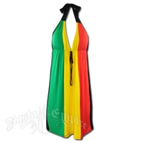 Rasta and Reggae Short Halter Dress with Tie