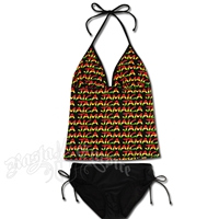 Rasta Jamaica Stripe Graffiti Tankini Swimsuit