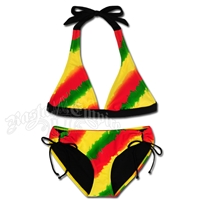 Rasta Tye Dye Halter & Loop Side Tie Bikini Swimsuit