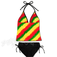 Rasta Tie Dye Tankini & Lowrise Bottom Swimsuit