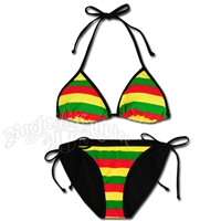 Rasta Stripe Triangle & String Bottom Swimsuit