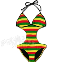 Rasta Striped Monokini Swimsuit
