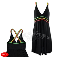 Rasta V Neck Cover Up Short Dress - Black