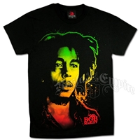 Bob Marley Sepia Rasta Face Black T-Shirt - Men's