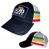 Bob Marley Logo Rasta Stripes Trucker Cap
