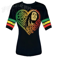 Bob Marley One Love Black Football T-Shirt - Women's