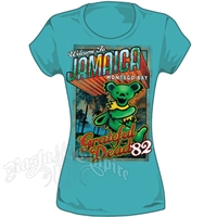 Grateful Dead Bear Jamaica 82 Tahiti Blue T-Shirt - Women's