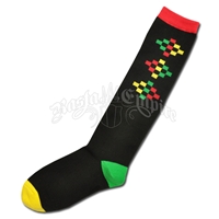 Rasta and Reggae Checkered Knee High Socks