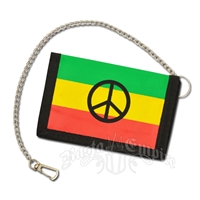 Rasta and Peace Sign Wallet with Chain
