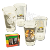 Bob Marley Profile & Smoking Pint Mug Glass Set