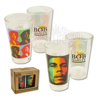 Bob Marley Face & Andy Warhol Pint Mug Glass Set
