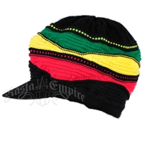 Rasta Waves and Black Cotton Visor Cap
