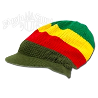 Rasta Cotton Visor Cap - Olive Brim