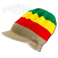 Rasta Cotton Visor Cap - Khaki Brim