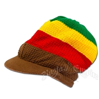 Rasta Cotton Visor Cap - Brown Brim
