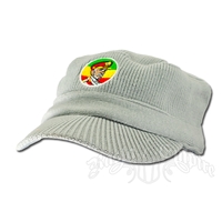 Knit Military Cap with Haile Selassie - Gray