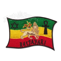 Rastafari Wave Flag with Lion of Judah Patch