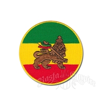 Rasta Lion Round Patch with Rasta Flag