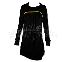 Rasta Cowl Neck Long Sleeve Short Dress - Black