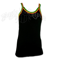 Rasta Trim Black Tank Top - Women's