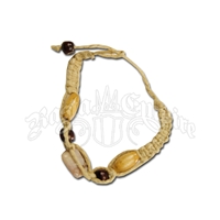 Wood Beads and Bone Hemp Bracelet