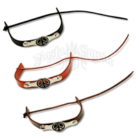 Peace Sign Spanish Leather Bracelet