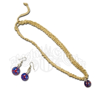 Glass Peace Sign Pendant Necklace and Earrings - Jewelry Set