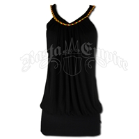 Rasta Braided Round Collar Straps Mini Dress - Black