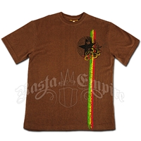Rasta Lion Star Brown T-Shirt - Men's