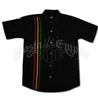 Rasta Line Button Down Club Black Shirt - Men's