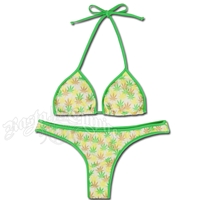 Weed Triangle Top & Thong Bottom Bikini Swimsuit