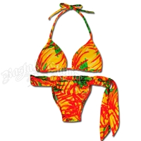 Rasta Safari Triangle Top & Side Tie Bottom Bikini Swimsuit