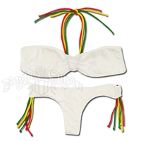 Rasta White Tube Top & Thong Bottom Bikini Swimsuit