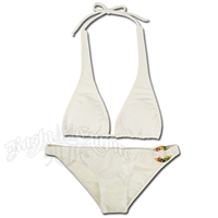 Rasta White Triangle Top & Ring Bottom Bikini Swimsuit
