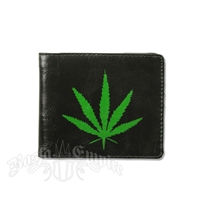 Marijuana Leaf Black Leather Wallet