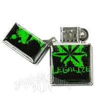 Distressed and Splatter Pot Leaf Legalize It Refillable Lighter