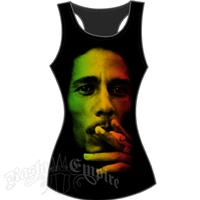 Bob Marley Toke Black Ribbed Tank - Women's