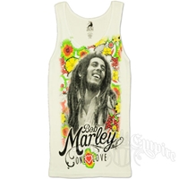 Bob Marley One Love Flower White  Ribbed Tank - Women's