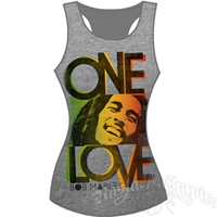Bob Marley One Love Smile Athletic Heather  Ribbed Tank - Women's