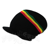 Rasta Deep Crown Cotton Beanie Cap - Black