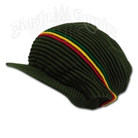 Rasta Ribbed Cotton Cap - Olive/Rasta