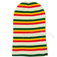 Super Long Beanie - White/Rasta