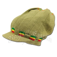 Rasta Deep Crown Visor Beanie Cap - Khaki