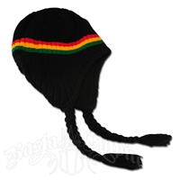 Rasta Ear Flap Hat - Black