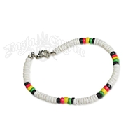 Rasta Coco Beads and Shell Bracelet