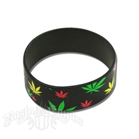 Rasta Leaves Silicone Rubber Band Bracelet