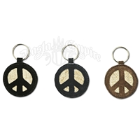 Hemp and Suede Peace Sign Round Keychain