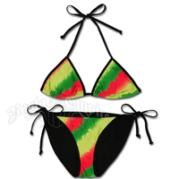 Rasta Tie Dye Triangle & String Bottom Swimsuit