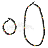 Rasta Coco Beads Choker and Bracelet - Jewelry Set
